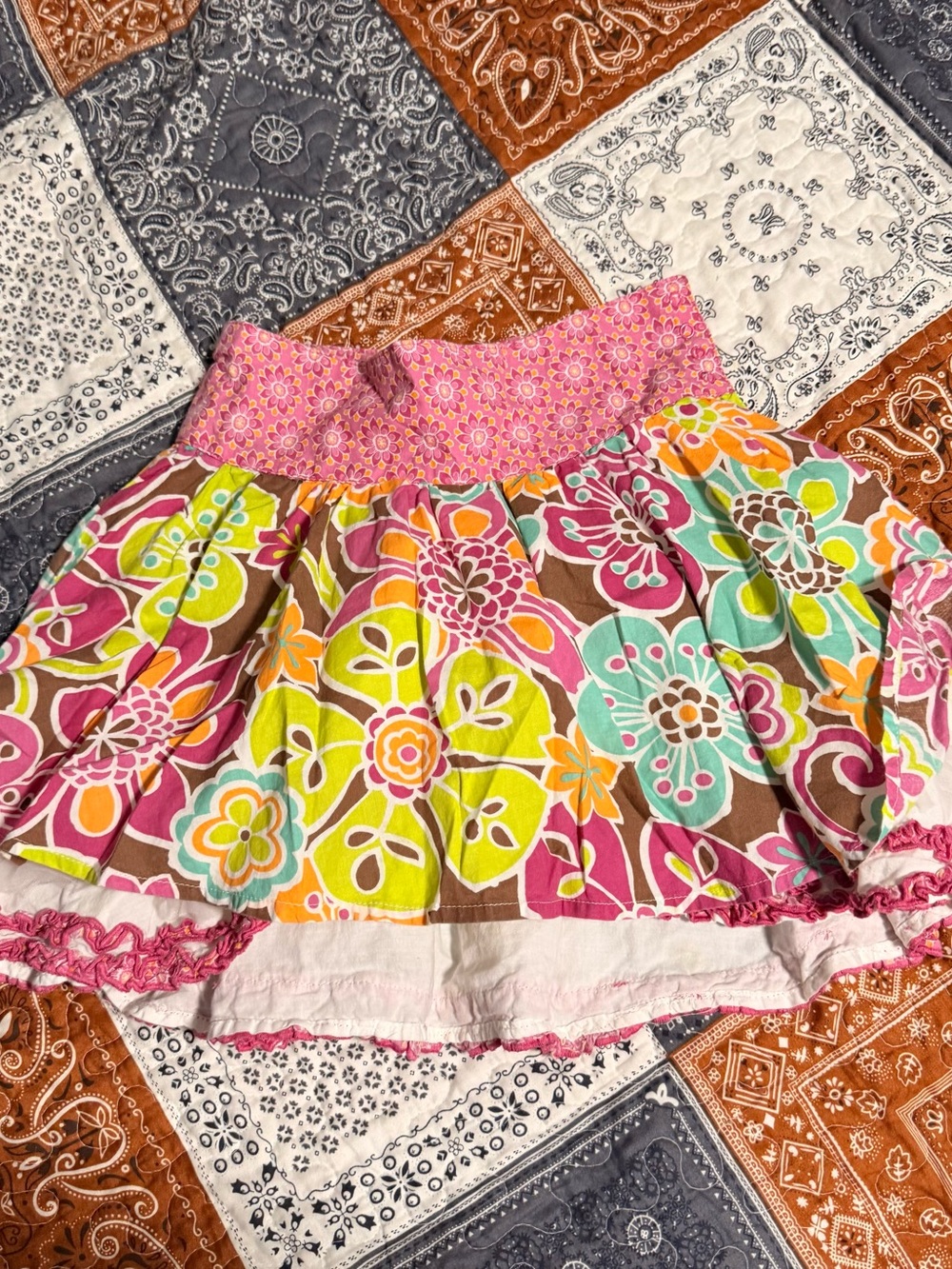 Girls Size 6 Bright Floral Colorful Skirt